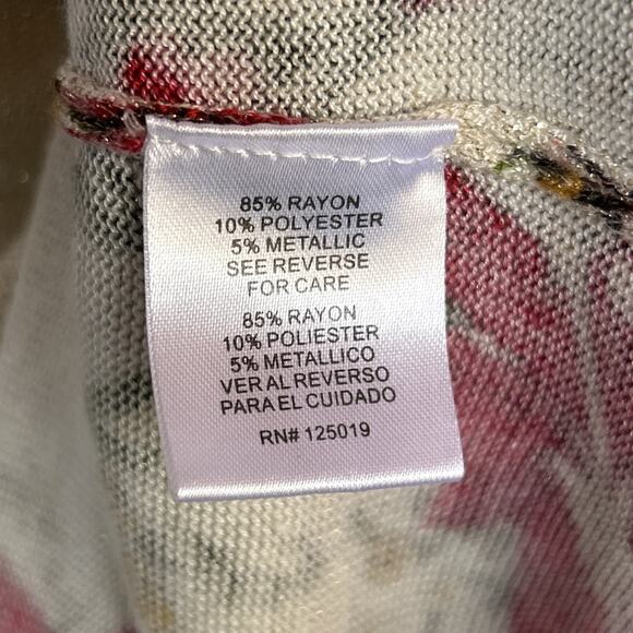 Joseph A. Floral Tunic Sweater Metallic Gold Womens Large Fairy Whimsy Boho - Picture 8 of 11